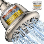 MakeFit Filtered Shower Head Brushed Nickel - High Pressure Shower Head with Filter for Hard Water Softener - 7 Settings Bathroom Rain Showerhead to Remove Chlorine and Heavy Metals by MakeFit
