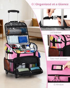 Marscamd Large Rolling Cleaning Caddy Bag with Detachable Trolley, Pink - Image 2