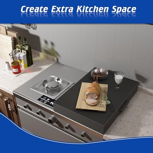 Stove Top Cover with Handles, Heavy Duty Metal Noodle Board Cooktop Cover for Gas/Electric Stove Top, (L 22" x W 15" x H 3") Large Gas Stove Protective Cover for Kitchen Space Expansion - Image 3