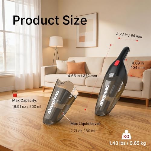 Shop-Vac Wet/Dry Handheld Vacuum Cordless, Wall-Mounted Hand Vac, Black - Image 3