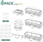 Veken Shower Caddy 6-Pack, Advanced Rustproof Design, No Drilling Adhesive Shelves, Rack with Soap Holder, Large Capacity Bathroom Organizers and Storage, Wall-Mounted Kitchen & Home Decor, Silver - Image 6