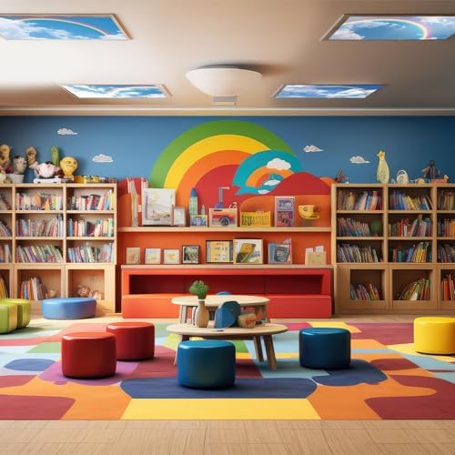 8 Pcs Fluorescent Light Covers with 80 Magnets Decorative for Classroom Ceiling Light 4 x 2 Feet Magnetic Light Covers Filter Easy Install for Office Hospitals & Home Drop Ceiling Supplies (Rainbow) - Image 6