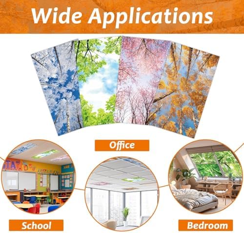4 Pcs Fluorescent Light Covers with 40 Magnets Decorative for Classroom Ceiling Light 4 x 2 Feet Magnetic Light Covers Filter Easy Install for Office Hospitals & Home Drop Ceiling Supplies (Season) - Image 4