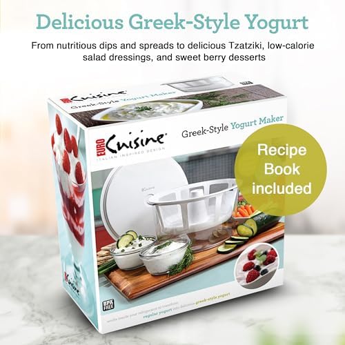 Euro Cuisine GY50 Greek Yogurt Maker with Ultra Fine Mesh Strainer Basket, BPA Free, Patented Greek Yogurt Strainer for Homemade Greek Yogurt (White) - Image 3