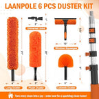 LAANPOLE 36FT High Reach Duster Cleaning Kit with Extension Pole, High Ceiling Fan Cleaner Duster Tool for Fan Blades, Window Washing Kit with Microfiber Feather Duster & Window Squeegee - Image 3