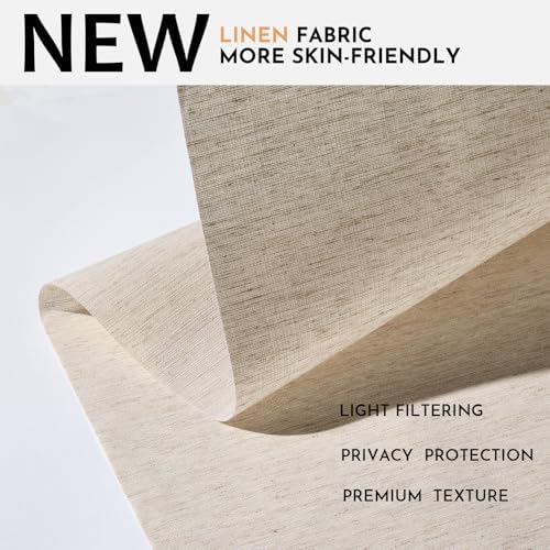 Persilux Light Filtering Roller Shades for Window Blinds,Cordless,Linen Fabric,Thermal Insulated Fabric UV Protection Shades for Home,Office,Bedroom,Door,Light Filtering-Beige,46" W X 72" H - Image 2