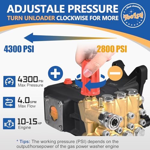 TOOLCY 1" Shaft Pressure Washer Pump 4300 PSI with Adjustment Unloader - Image 2