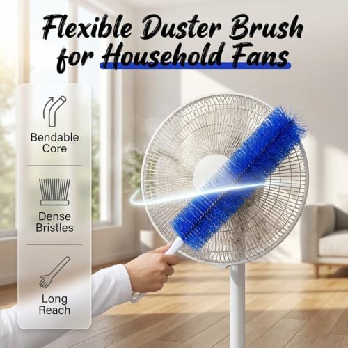 Bendable Microfiber Head, Fan Cleaner Brush, Reusable Fan Brush Cobweb Duster Microfiber Duster Ideal for Ceiling Duster, Household Duster Curtains，Fan Cleaner for Box Fan (Gray-2Pcs) - Image 4