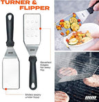 Flat Top Griddle Accessories for Blackstone and Camp Chef Griddle - 9 Pieces Set with Griddle Cleaning Kit and Carry Bag! Metal Spatula, Scraper for Hibachi and Teppanyaki Grill - Image 5