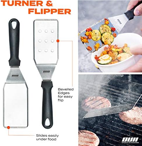 Flat Top Griddle Accessories for Blackstone and Camp Chef Griddle - 9 Pieces Set with Griddle Cleaning Kit and Carry Bag! Metal Spatula, Scraper for Hibachi and Teppanyaki Grill - Image 5