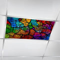 6 Pcs Fluorescent Light Covers for Ceiling Lights Multi color Colorful glowing stained glass Abstract stained glass Magnetic Decorative Shade Filters 4x2 ft for Classroom Office Hospital Decor by DERUINVAIO