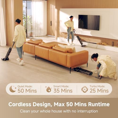 DREAME H12 Pro Gen2 Vacuum Mop, 0 Tangle Wet Dry Vacuum Cleaner, Cordless Vacuum Mop All-in-One for Hard Floors, 180° Lie-Flat Floor Cleaner Machine with 194°F Hot Self-Cleaning, 50Mins Runtime - Image 6