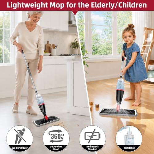 Spray Mops for Floor Cleaning: Hardwood Floor Mop Wet Mop & 3 Washable Pads - Image 6