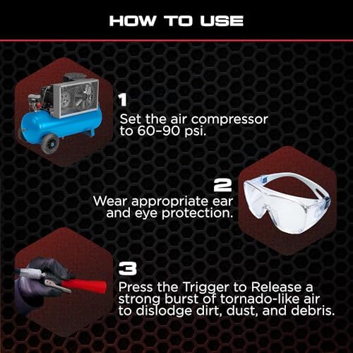 Tornador Z-007 Mini | Compact High-Pressure Car Cleaning Tool | Ergonomic Design Speeds Up Interior Detailing | Works with Air Compressor | Powerful & Portable - Image 6