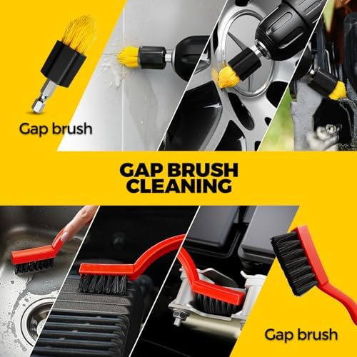 Holikme 22Pack Drill Brush Attachments Set,Scrub Pads & Sponge, Buffing Pads,Power Scrubber Brush,Car Polishing Pad Kit,Wax Applicator Pad,Car Cleaning Kit,Masonry Brushes,Cleaning Supplies - Image 5