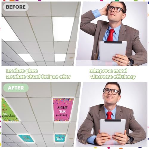 8pcs Spanish Classroom Fluorescent Light Covers,2x4 FT Colorful Confetti - Image 5