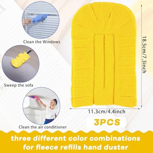 3 Pcs Reusable Duster Refills Washable Pads, White, Blue, Yellow - Image 2