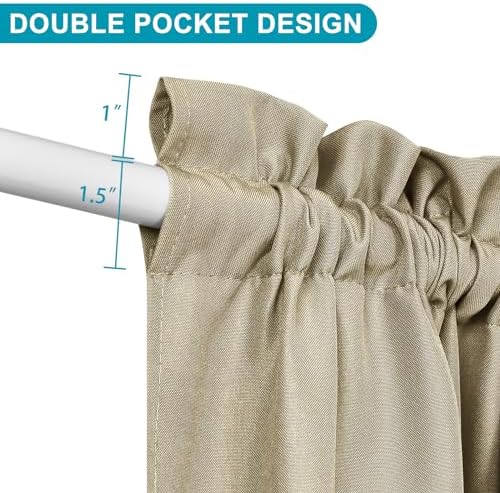 Hiasan French Door Curtains Privacy, Khaki, 52W x 40L, 1 Panel - Image 3
