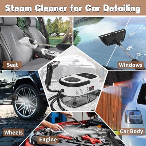 Handheld Steam Cleaner for Home, 2500W High Temperature Pressurized Machine, 1.6L Water Tank, Handle-controlled Steam Output, Portable Cleaning Steamer for Car, Bed Bugs, Furniture, Grout (White) - Image 4