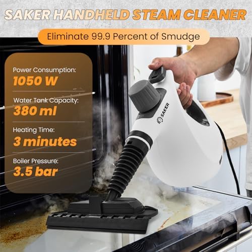 Saker Handheld Steam Cleaner New,Portable Steam Cleaner for Home,1050W Steam Cleaner,8 Fiber Cloths for Quick Heating & Deep Cleaning of Floors, Cars, and Kitchen - Image 2