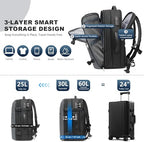POSO Vacuum Backpack Travel, 60L Expandable Vacuum Seal Backpack with Pump & Laptop Compartment (Fits 17") - Image 6