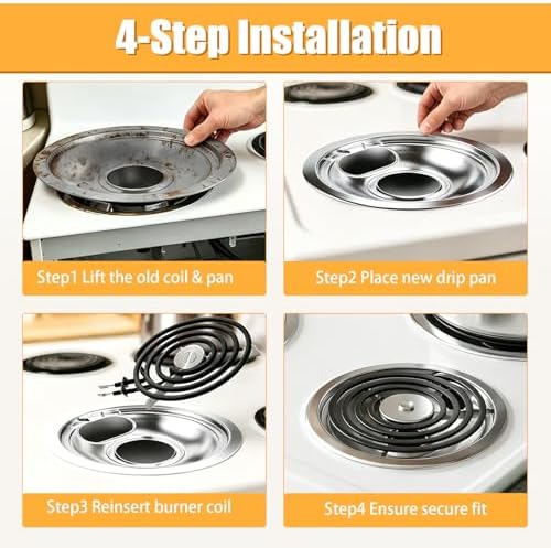 GE Drip Pan Electric Stove Burner Covers Replacement 2x6-Inch + 2x8-Inch Compatible with GE & Hotpoint Replacement for WB31T10010 & WB31T10011 drip pans for electric stove, 4 Pack(2x6" and 2x8") - Image 5