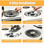 GE Drip Pan Electric Stove Burner Covers Replacement 2x6-Inch + 2x8-Inch Compatible with GE & Hotpoint Replacement for WB31T10010 & WB31T10011 drip pans for electric stove, 4 Pack(2x6" and 2x8") - Image 5