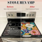 Boho Floral Stove Top Cover for Electric Stove, Bohemia Ethnic Style Range Covers for Electric Stove, Rubber Dish Drying Mat, Glass Cooktop Covers, Flat RV Range top Mats, 28"x20" - Image 4