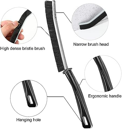 Hard Bristle Crevice Brushes, 4 PCS Bathroom Gap Cleaning Brush,Multifunctional Hand-held Groove Cleaning Brush,Dead Corner Brush for Bathroom Kitchen Tiles,Window Track,Shutter,Door Slots，Black - Image 2