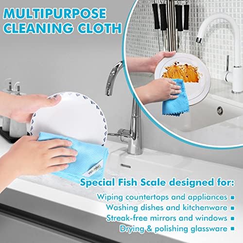 Easy Clean Streak Free Glass Cleaning Miracle Microfiber Cleaning Cloth for Kitchen,Counter,Window,Mirror Lint Free Dish Drying Cloths Glass Polishing Rag,All-Purpose,Reusable,Nanoscale Pack of 6 - Image 3