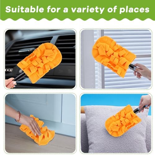 12 Pcs Reusable Duster Refills Washable Pads, Orange - Image 3