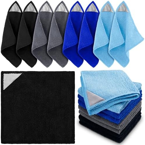 Magnetic Microfiber Cleaning Cloth, Blue, Grey, Black, 10 x 10 Inch, 8 Pcs by Gersoniel