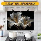 NYZE Stove Top Cover for Electric Stove 28x20 Inch Silicone Stove Topper & Protector, Scratch-Resistant Decorative Kitchen Mat for Electric/Glass Stove Top (Transparent Lily) - Image 3