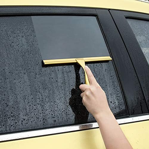 HIWARE All-Purpose Shower Squeegee for Shower Doors, Bathroom, Window and Car Glass - Brass, Stainless Steel, 10 Inches - Image 5