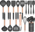 Silicone Cooking Utensil Set, Umite Chef Kitchen Utensils 15pcs Cooking Utensils Set Non-stick Silicone Rose Gold Handle Cooking Tools Whisk Kitchen Tools Set -Grey by UmiteChef