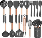Silicone Cooking Utensil Set, Umite Chef Kitchen Utensils 15pcs Cooking Utensils Set Non-stick Silicone Rose Gold Handle Cooking Tools Whisk Kitchen Tools Set -Grey by UmiteChef