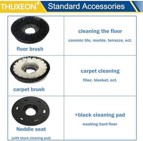 18" Commercial Floor Scrubber Buffer, Heavy Duty Polisher Machine- 1100W Motor, 12L Tank for Hotel Carpet/Tile Cleaning, Butterfly Handle, Low Noise 110V - Image 4