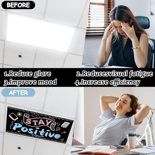 6Pcs Inspirational Fluorescent Light Covers for Classroom Ceiling Light 4x2Ft Motivational Word Magnetic Lights Cover Filter Easy Install for Back to School Office Hospital Ceiling Supply (Blackboard) - Image 4