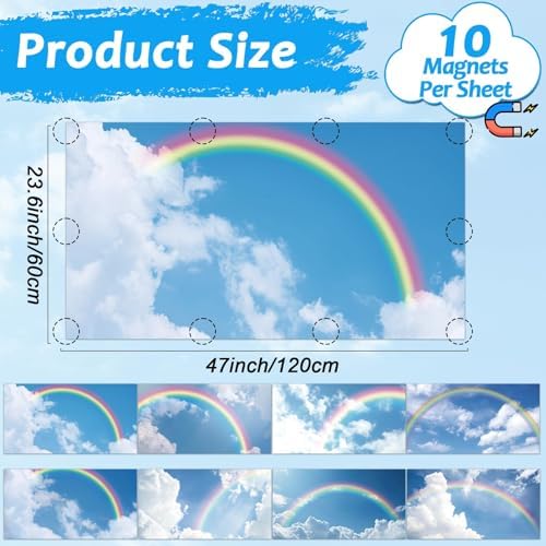8 Pcs Fluorescent Light Covers with 80 Magnets Decorative for Classroom Ceiling Light 4 x 2 Feet Magnetic Light Covers Filter Easy Install for Office Hospitals & Home Drop Ceiling Supplies (Rainbow) - Image 2