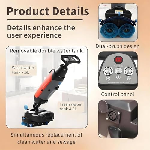 Commercial Walk Behind Floor Scrubber, Electric Cleaner & Buffer Polisher for Kitchens, Schools, Supermarkets, Hotels & Factories White - Image 6