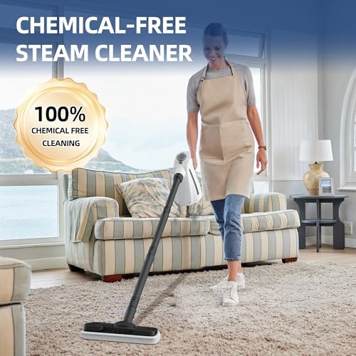 Spurgehom 1350W Handheld Steam Cleaner with 15-Pc Accessories(including mop) & 550ML Tank – 3Bar Dirty-Free Steamer for Floors, Cars, Upholstery, and Multi-Surface Home Cleaning - Image 5