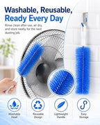 Bendable Microfiber Head Reusable Dust Remover Washable Fan Cleaner Brush Multi Purpose High Ceiling Long Damp Duster for Electric Fans Air Conditioning, Home Car Vents Blind Kit Tool - Image 6