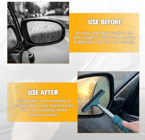 2PCS Car Side Mirror Squeegee, Retractable Vehicle Rear View Mirror Cleaning Wiper for Rainy Foggy Weather, Portable Auto Window Glass Cleaner Squeegee, Universal Fit (Blue) - Image 3