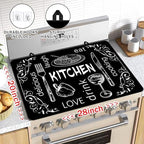 Black Stove Top Covers for Electric Stove, Mother Day Stove Cover Heat Resistant Glass Stove Top Pad, Kitchen Farm Decor Seasonal Induction Cooktop Protector Stove Top Mat Washable Oven Cover - Image 2