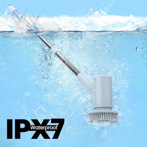 Electric Spin Scrubber – 5-Hour Battery, 6 Brush Heads, No Bending with 47" Extendable Handle, Cordless Power Scrubber for Bathroom Shower Bathtub Tile Kitchen Floor - Image 6