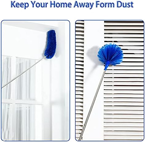 ZZ LAZYCOTTAGE Duster, Microfiber Dusters with 2 Handle Sets, Durable 15-98.1 Inches Long Telescopic Rod, Washable, Feather Dusters for Cleaning Cobweb and Ceilings Fans, 5 Pack (Blue) - Image 3