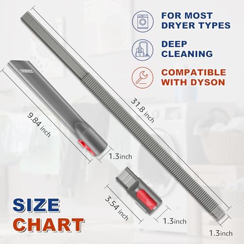 Sealegend Crevice Tool Dryer Vent Lint Vacuum Attachments Compatible with Dyson V15 V12 V11 V10 V8 V7 Vacuum Cleaner Dryer vent Cleaner Kit, Flexible Dryer Lint Removal Tool - Image 6