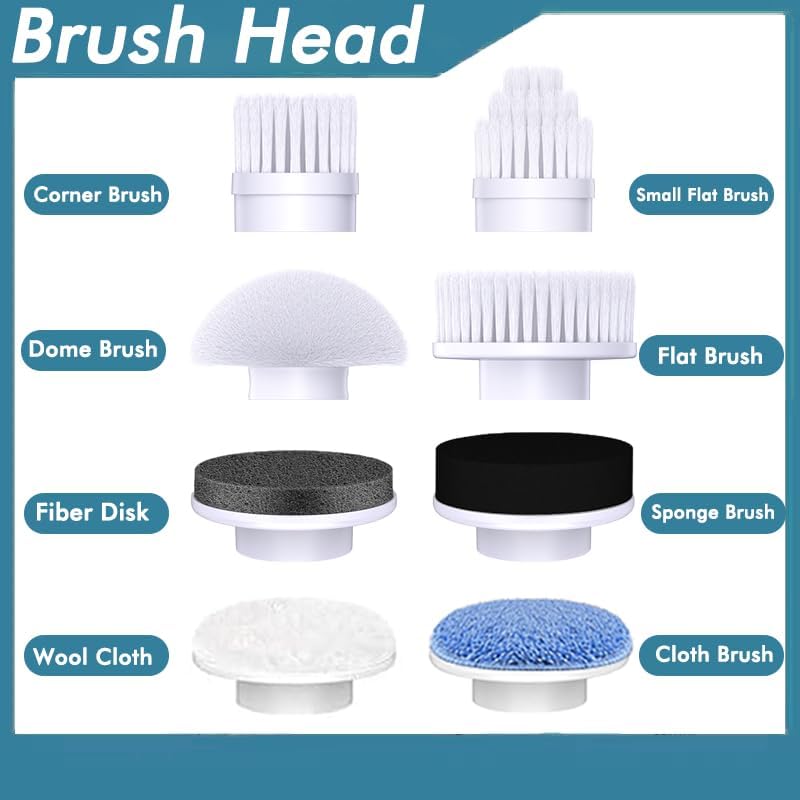 Dreazu - Replaceable Brush Heads - Scrubber Brush for Bathroom, Kitchen, Tile Grout, Bathtub, Shower, Sink, Toilet & Car Cleaning - Image 2