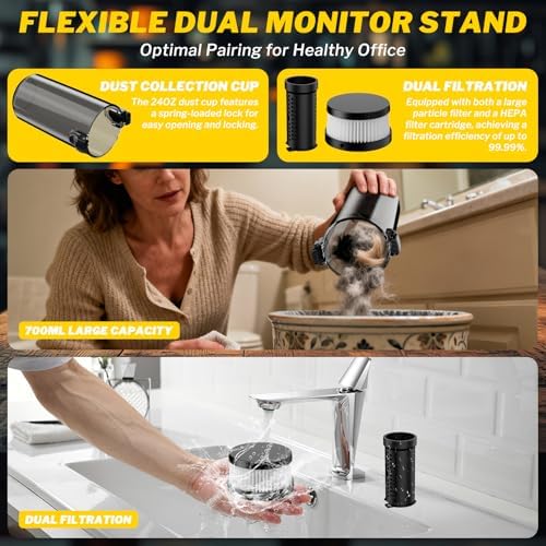 Cordless Vacuum Cleaner for Dewalt 20V Battery, 6 in 1 Handheld Electric Vacuum Cleaner with HEPA Filter and LED Light, 46 CFM Portable Hand Vacuum for Floor, Carpet, Car (Battery Not Included) - Image 5