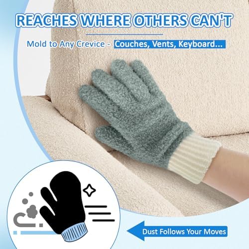 MIG4U 4 Pairs Microfiber Gloves - Dusting Gloves for House Cleaning - Washable Blind Cleaner Duster Tool (Blue/Pink/Gray/Navy,S/M) - Image 6